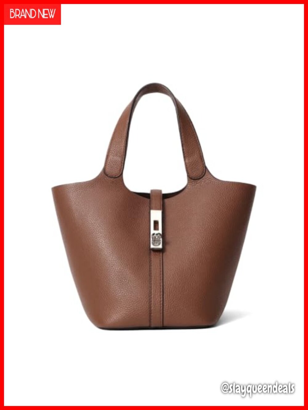 Women's Vegan Leather Top Handle Satchel Tote Bag with Lock Buckle
